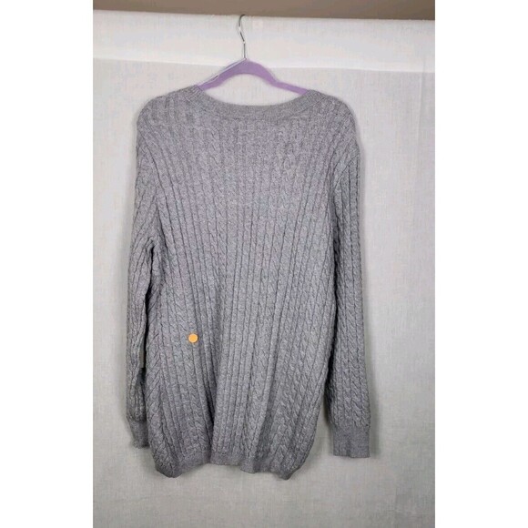 EVOLUTION BY CYRUS Sweater Cable Knit Asymmetric Hem L Gray Fisherman Cozy Warm - Picture 7 of 7